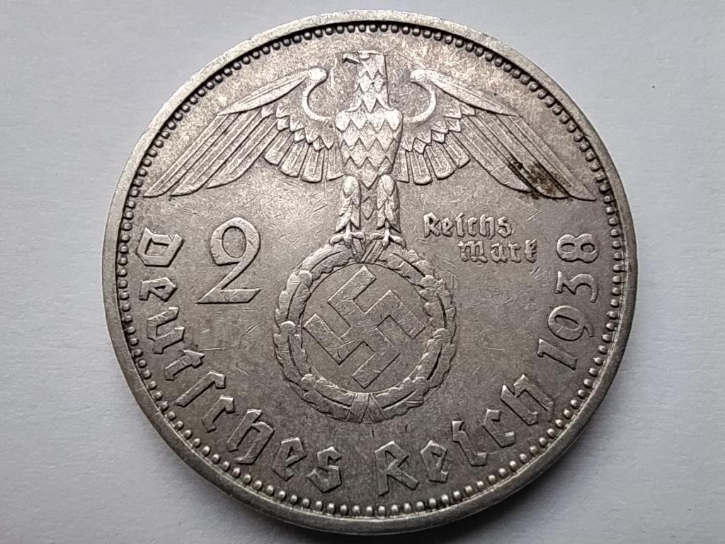 Németország Horogkeresztes .625 ezüst 2 birodalmi márka 1938 A