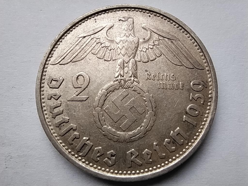 Németország Horogkeresztes .625 ezüst 2 birodalmi márka 1939 B