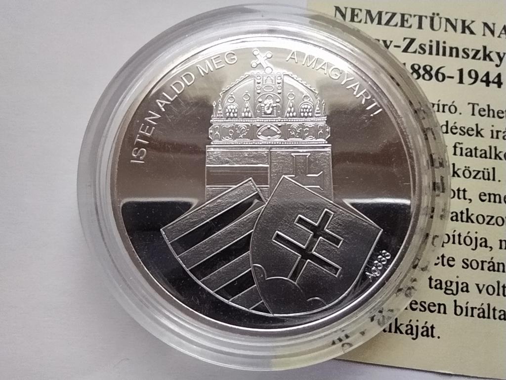 Magyarország Nemzetünk nagyjai Bajcsy-Zsilinszky Endre .333 Ezüst Érem PP