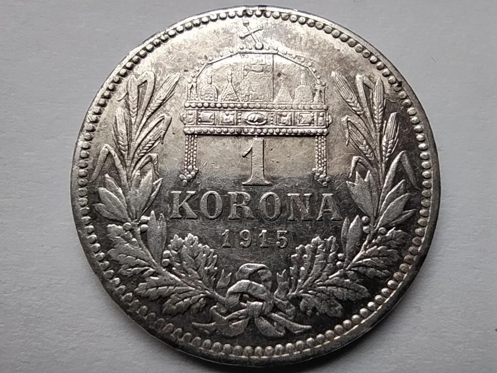 Magyarország I. Ferenc József (1848-1916) .835 Ezüst 1 Korona 1915 KB