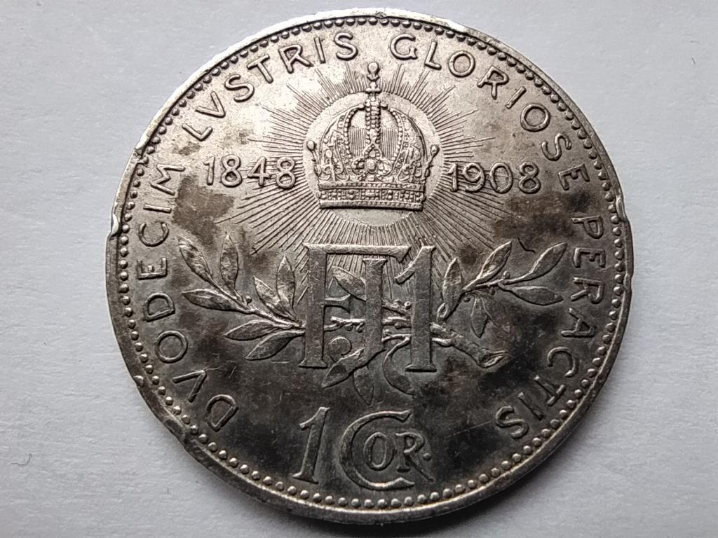 Ausztria 60 éve uralkodik I. Ferenc József .835 ezüst 1 Korona 1908