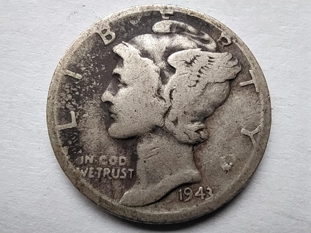 USA Mercury Dime .900 Ezüst 1 Dime 1941
