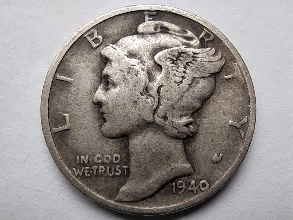 USA Mercury Dime .900 Ezüst 1 Dime 1940