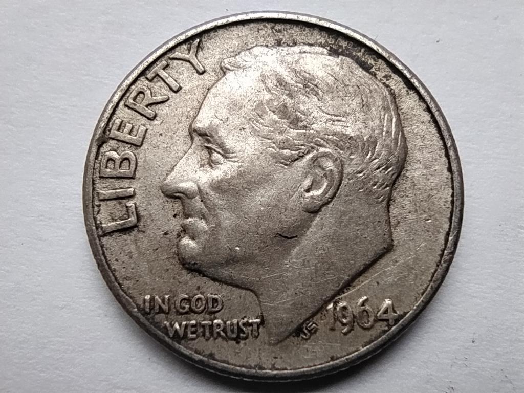 USA Roosevelt .900 ezüst 1 dime 1964 D