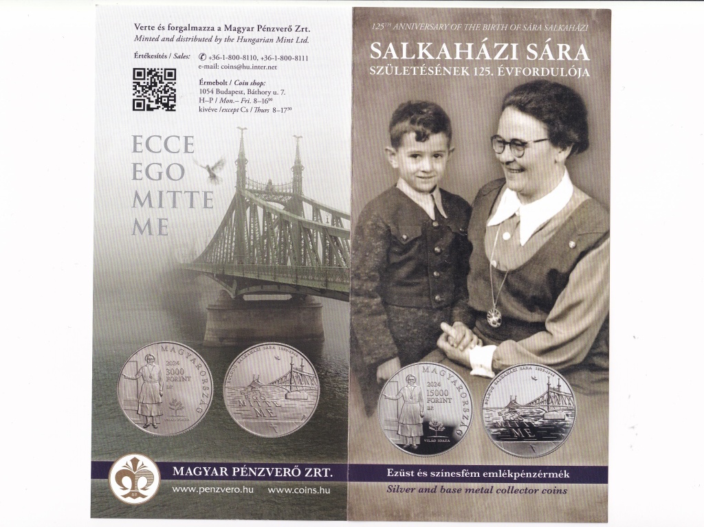 Magyarország Boldog Salkaházi Sára .925 Ezüst 15000 Forint 2024 Prospektus