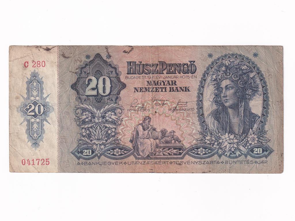 Háború előtti sorozat (1936-1941) 20 Pengő bankjegy 1941