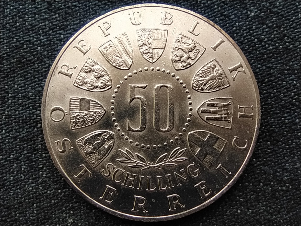 Ausztria, IX. Innsbrucki téli Olimpiai játékok ezüst (.900) 50 Schilling 1964