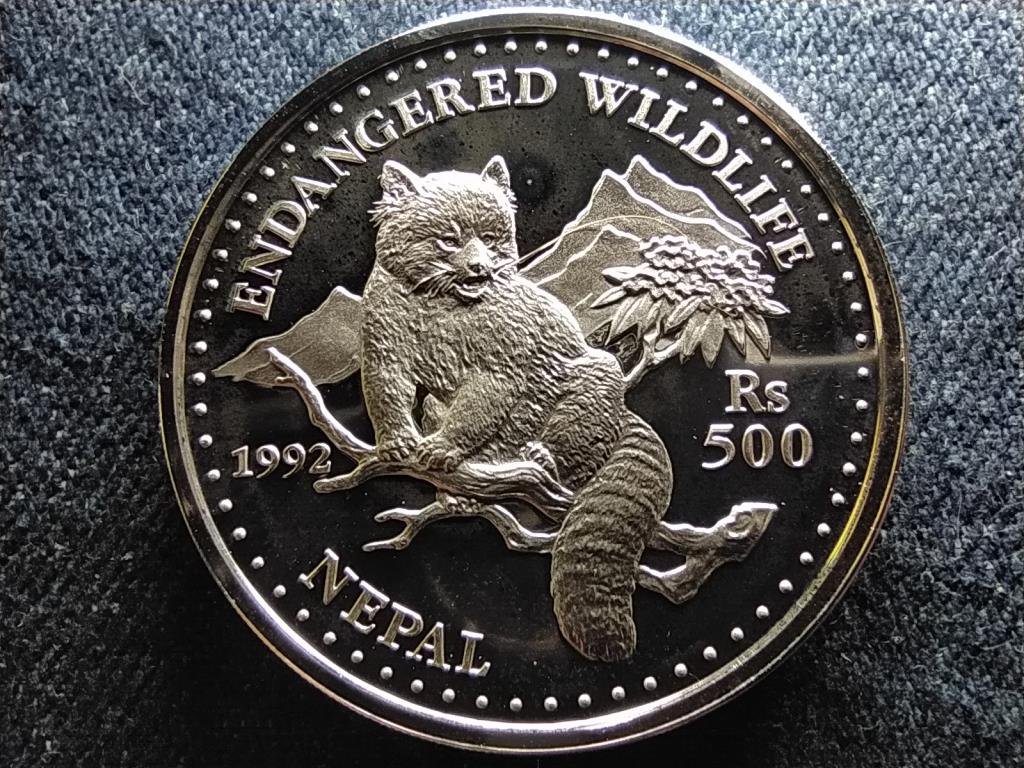 Nepál Vörös panda ezüst 500 rúpia