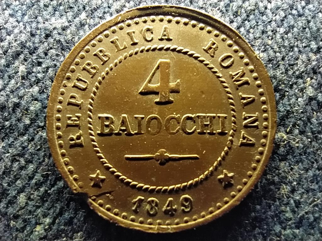 Olasz Államok Római Köztársaság Köztársaság (1849) .200 ezüst 4 Baiocchi