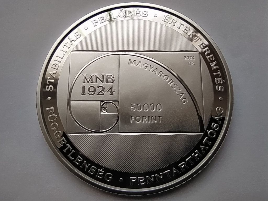 Magyarország 100 éves a Magyar Nemzeti Bank .925 Ezüst 50000 Forint 