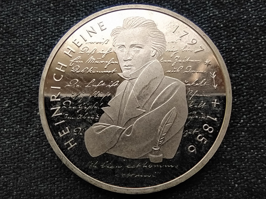 Németország 200 éve született Heinrich Heine .625 ezüst 10 Márka