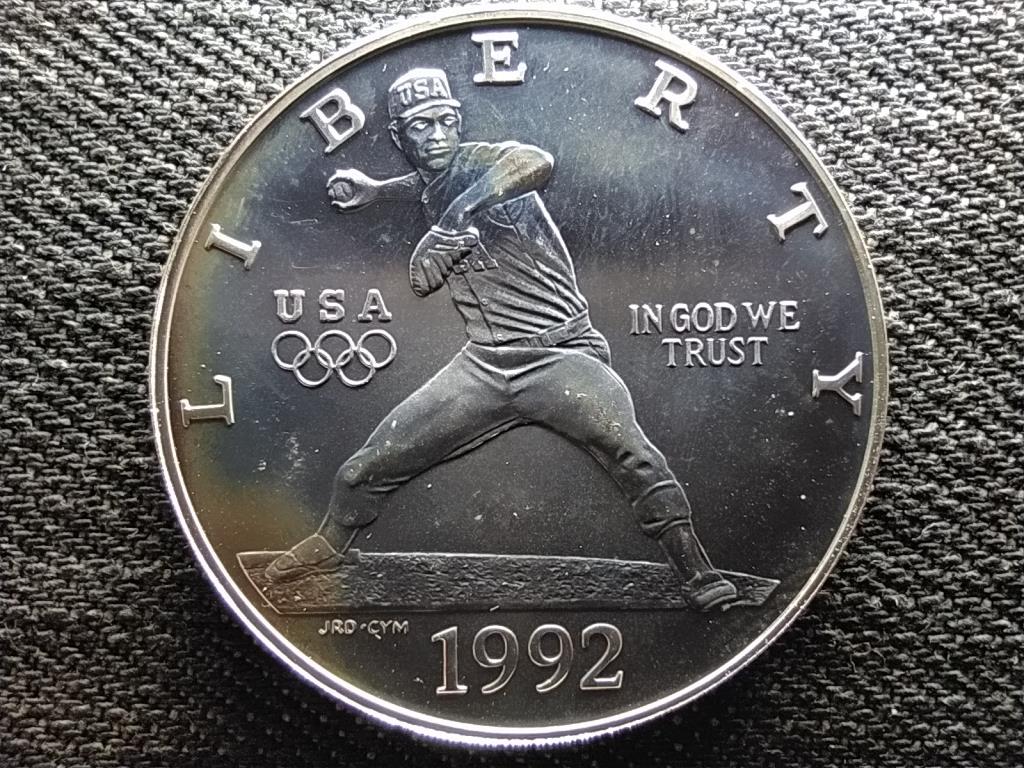 USA XXV. Nyári Olimpia baseball dobójátékos .900 ezüst 1 Dollár
