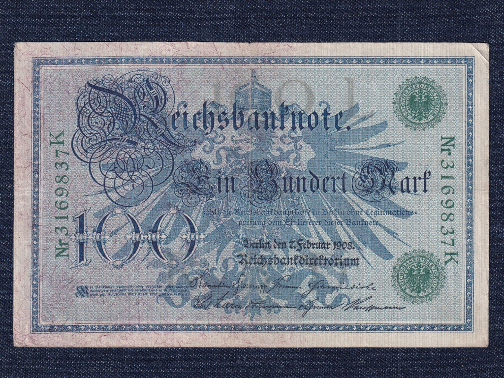 Németország Második Birodalom (1871-1918) zöld pecsét 100 Márka bankjegy