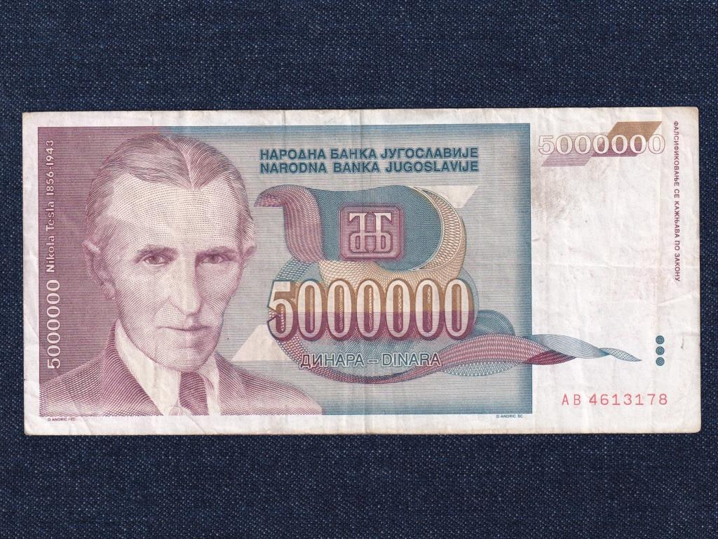 Jugoszlávia 5 millió Dínár bankjegy