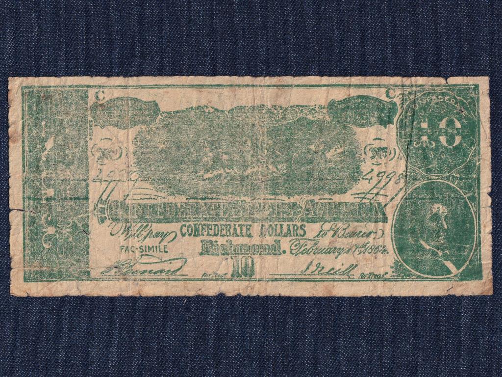 USA Amerikai Konföderációs Államok 10 Dollár szükségpénz