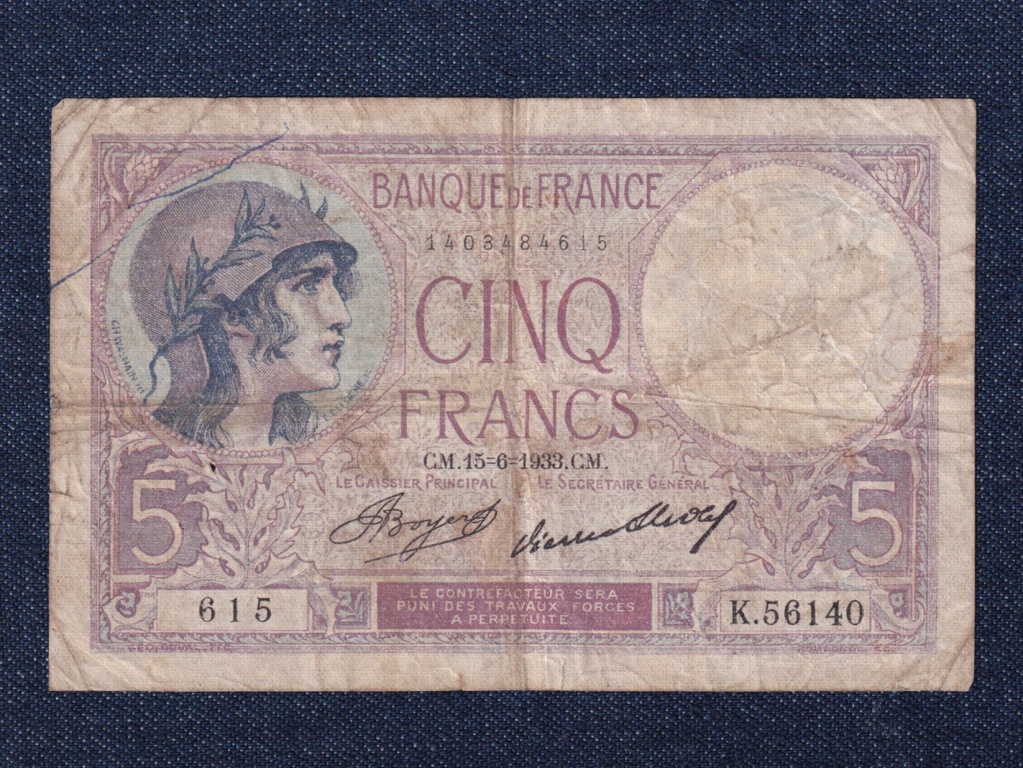 Franciaország 5 frank bankjegy