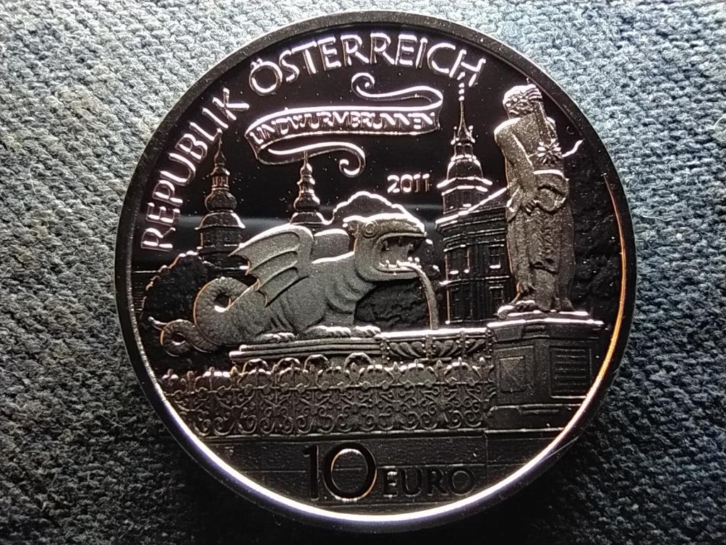Ausztria Lindwurm-szökőkút Klagenfurtban .925 ezüst 10 Euro