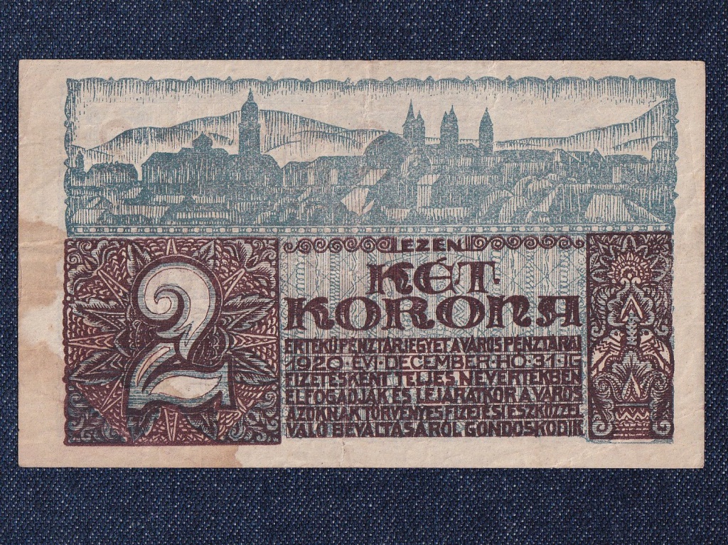 Pécs Szabad Királyi Város Pénztárjegye 2 Korona szükségpénz