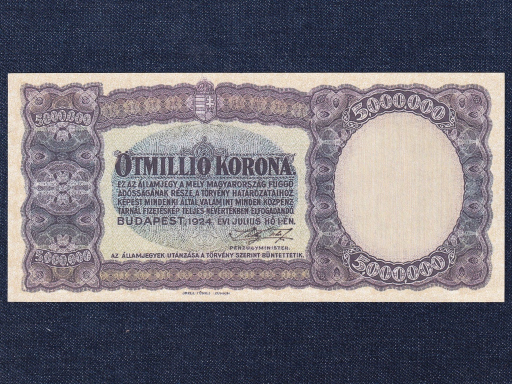Kisméretű Korona államjegyek 5 millió Korona bankjegy
