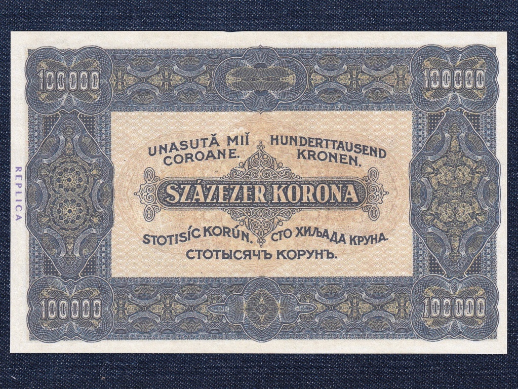 Kisméretű Korona államjegyek 100000 Korona bankjegy
