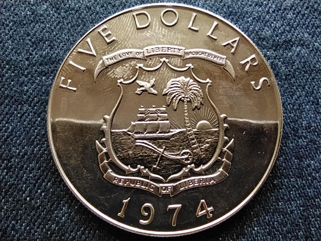 Libéria Elefánt .900 ezüst 5 Dollár