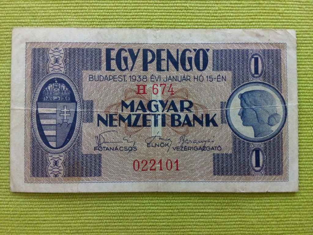 Kis címletű sorozat (1938) 1 Pengő bankjegy