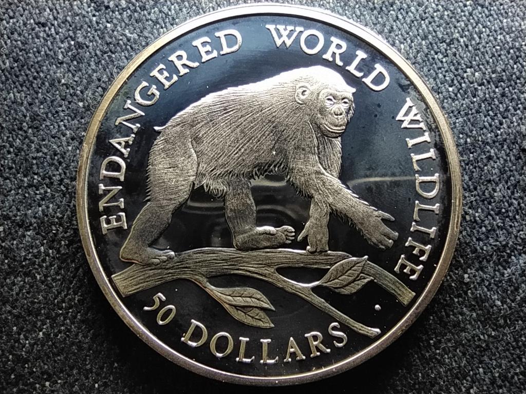 Cook-szigetek Csimpánz .925 ezüst 50 Dollár