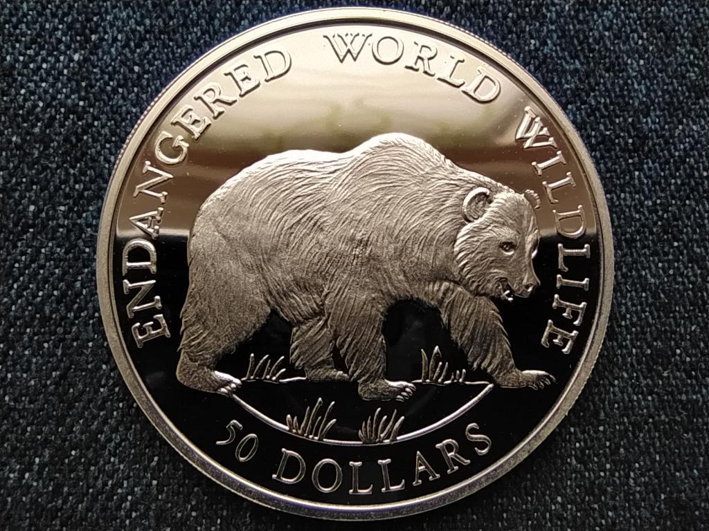 Cook-szigetek Grizzly medve .925 ezüst 50 Dollár