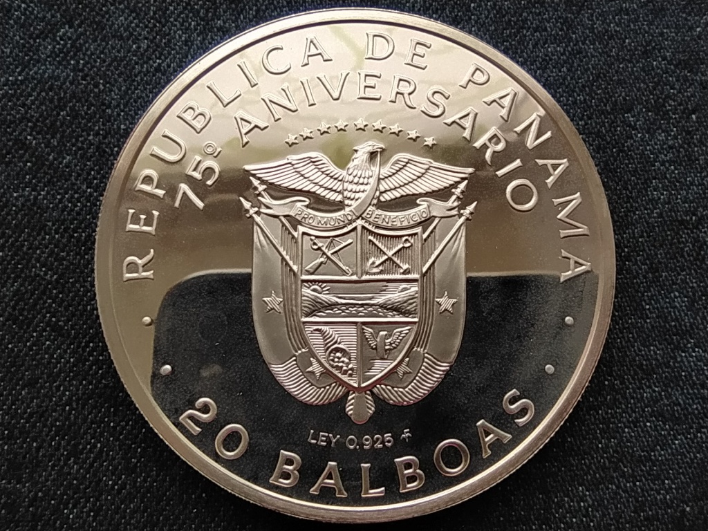 Panama A Panamai Köztársaság 75. évfordulója .925 ezüst 20 Balboa