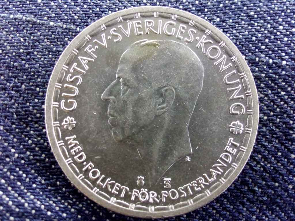 Svédország V. Gusztáv (1907-1950) .400 ezüst 2 Korona