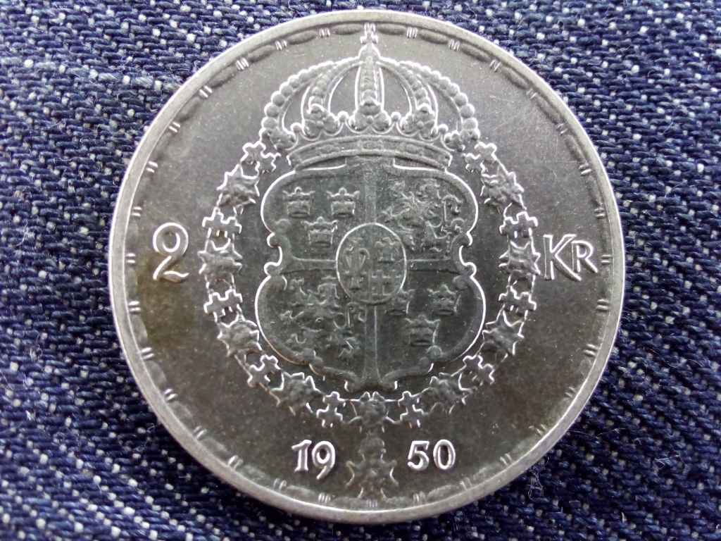 Svédország V. Gusztáv (1907-1950) .400 ezüst 2 Korona
