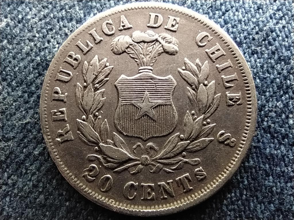 Chile Köztársaság (1818-) .835 ezüst 20 centavo