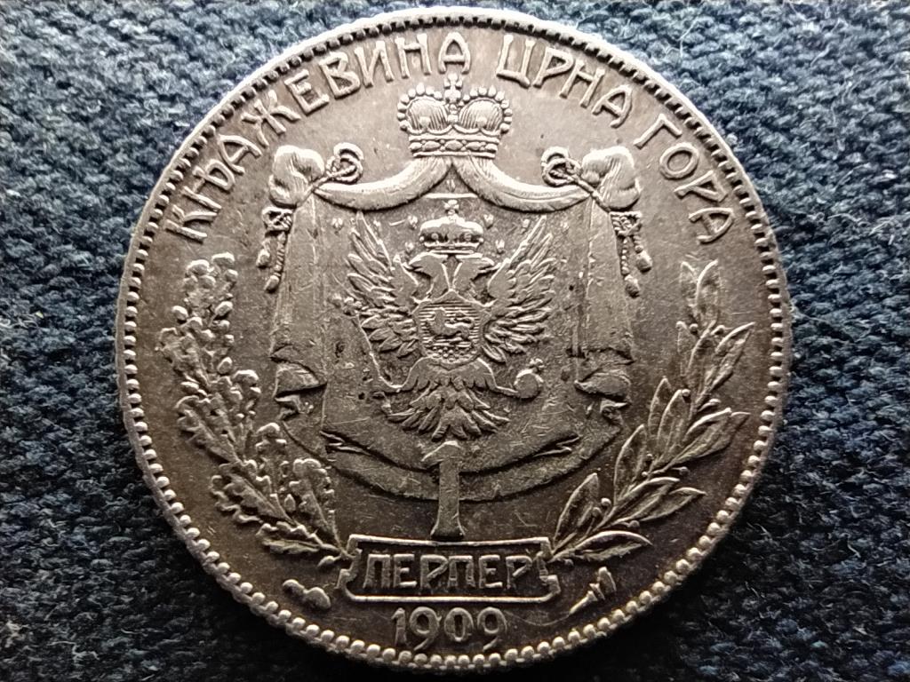 Montenegró I. Miklós (1860-1918) .835 ezüst 1 perper