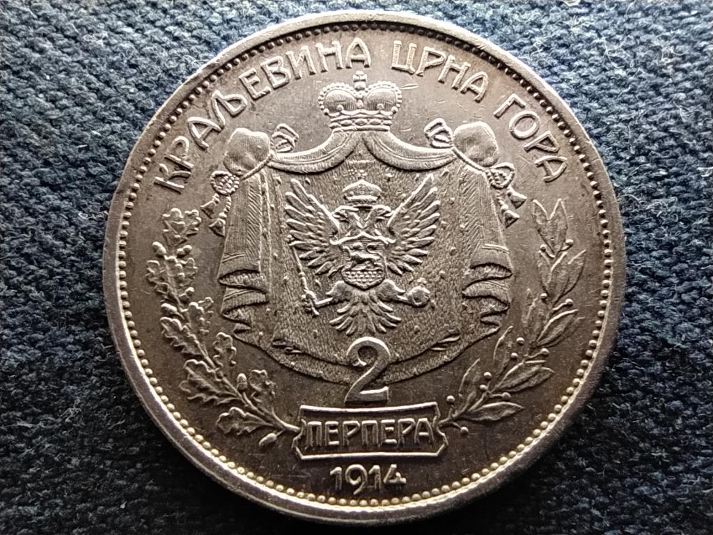 Montenegró I. Miklós (1860-1918) .835 ezüst 2 perper