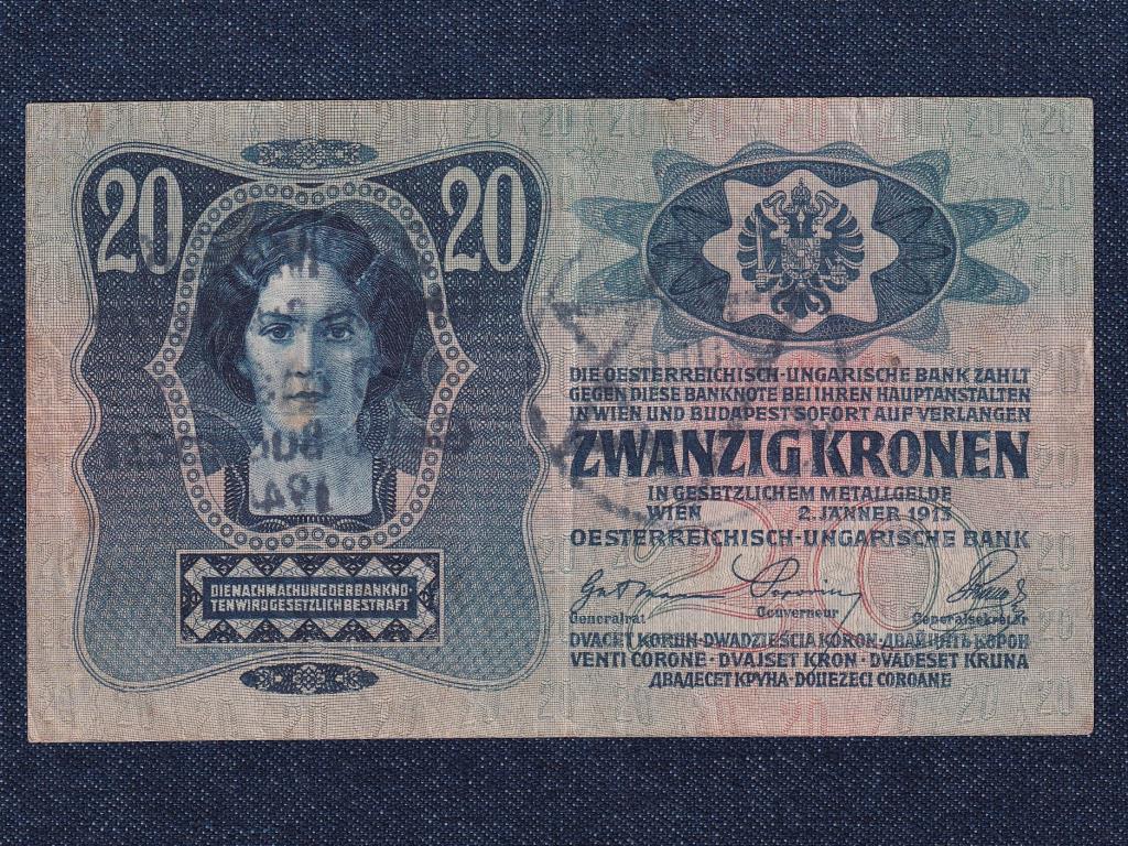 Osztrák-Magyar (1912-1915) 20 Korona bankjegy Felülbélyegzett
