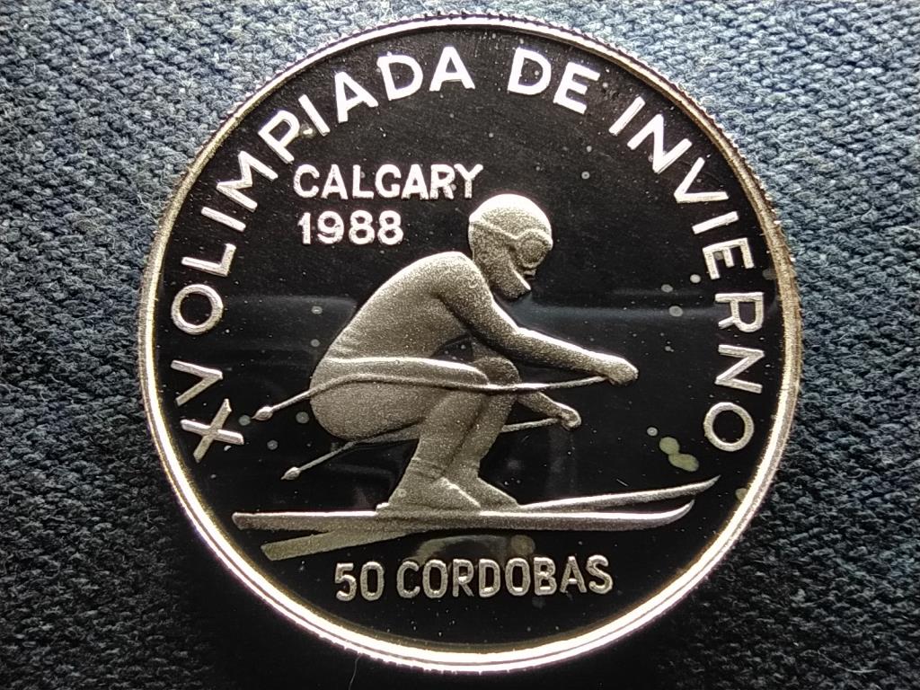 Nicaragua XV. Téli Olimpia Calgary 1988 .825 ezüst 50 cordoba