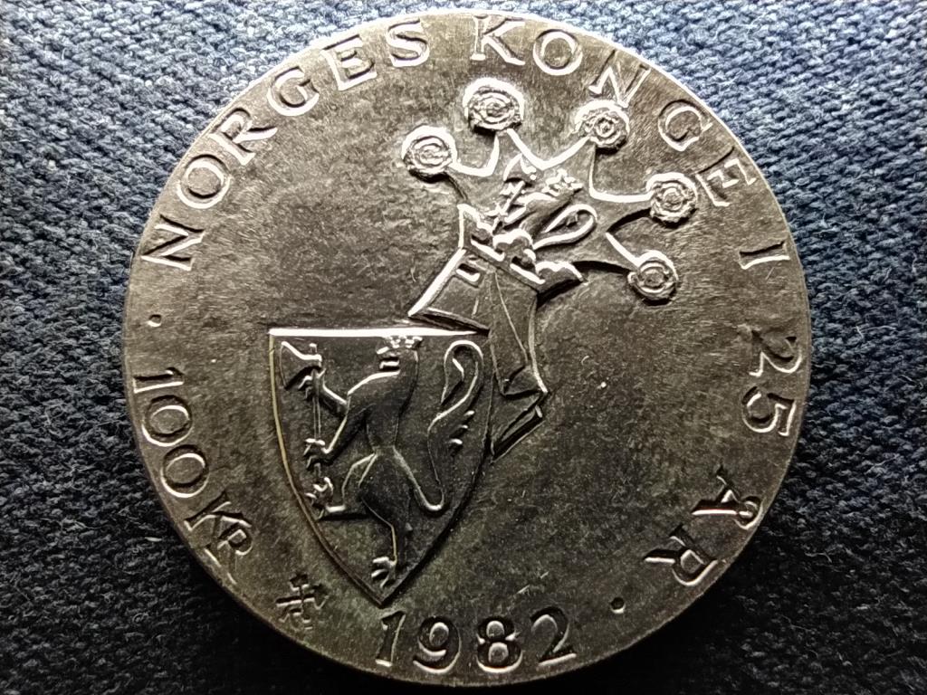 Norvégia V. Olaf 25 éve regnál .925 ezüst 100 Korona