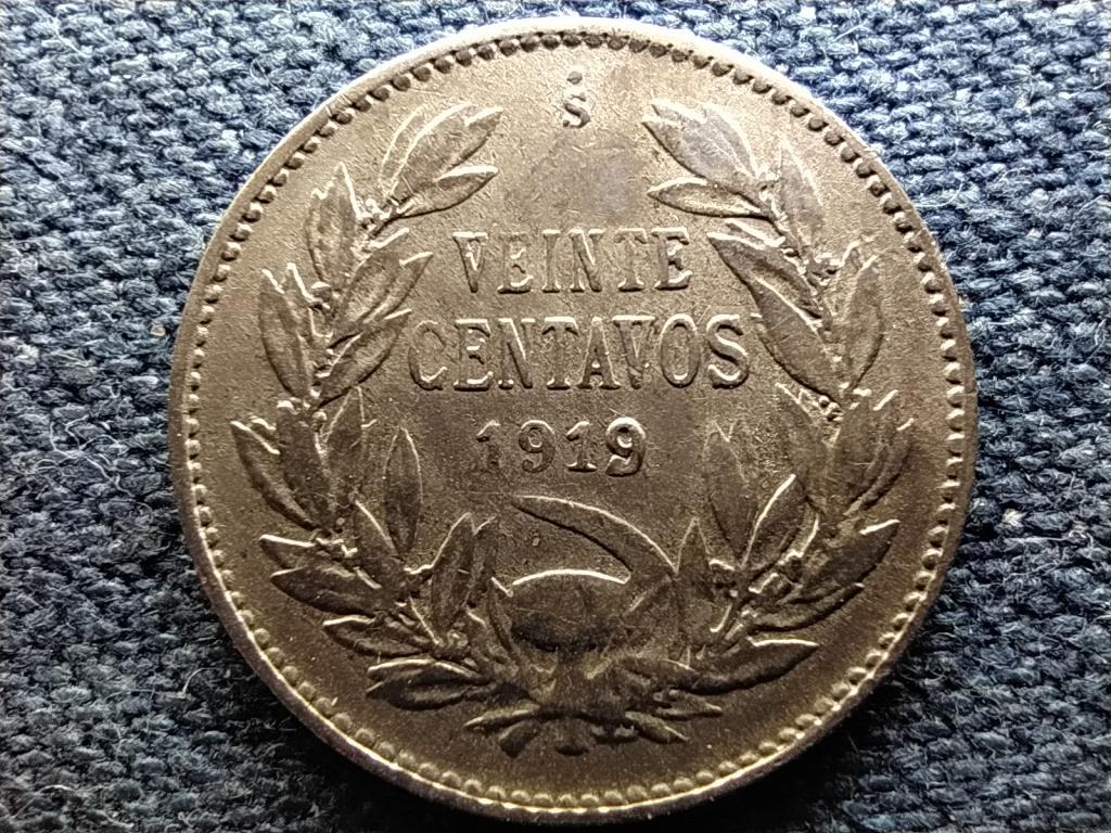 Chile Köztársaság (1818-) .400 ezüst 20 centavo