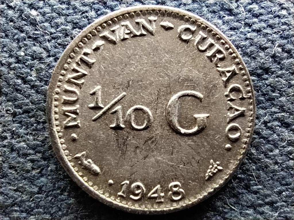 Holland Antillák I. Vilma (1890-1948) .640 ezüst 1/10 gulden