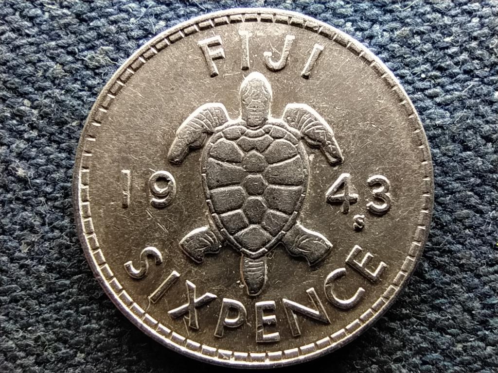 Fidzsi-szigetek VI. György (1936-1952) .900 ezüst 6 penny