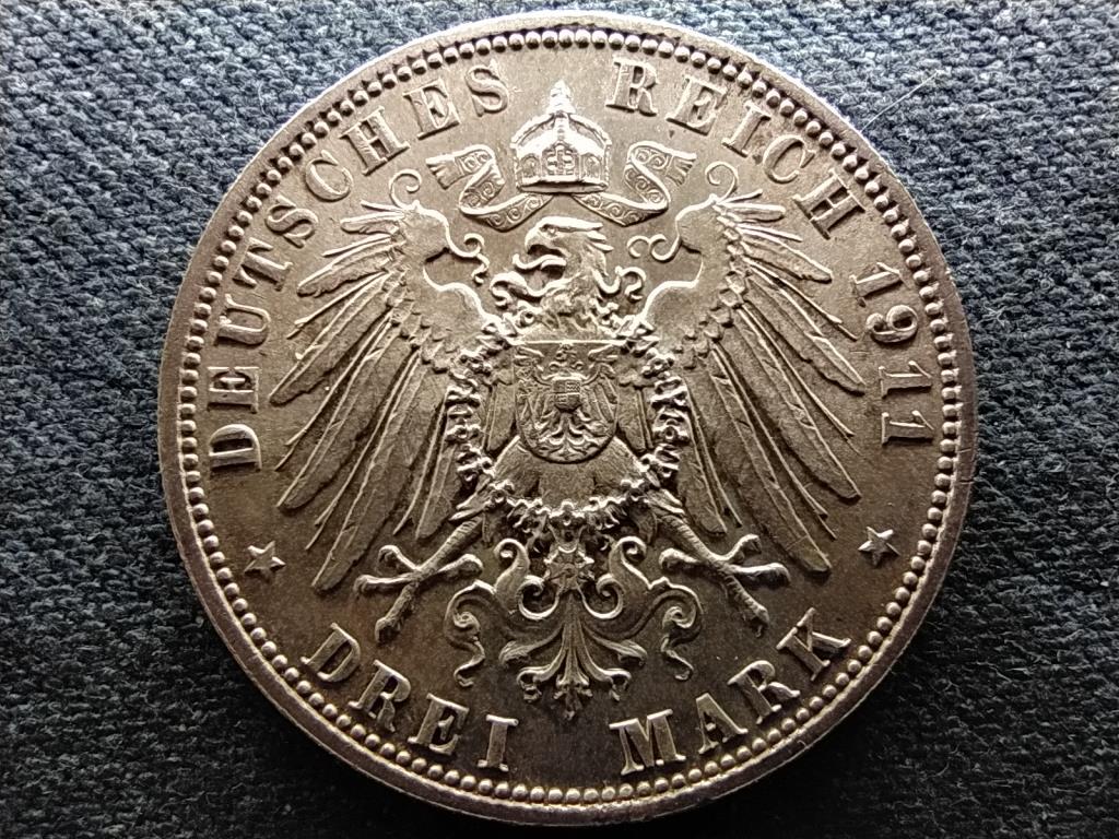 Német Államok Bajorország Lipót (1821-1912) .900 ezüst 3 márka
