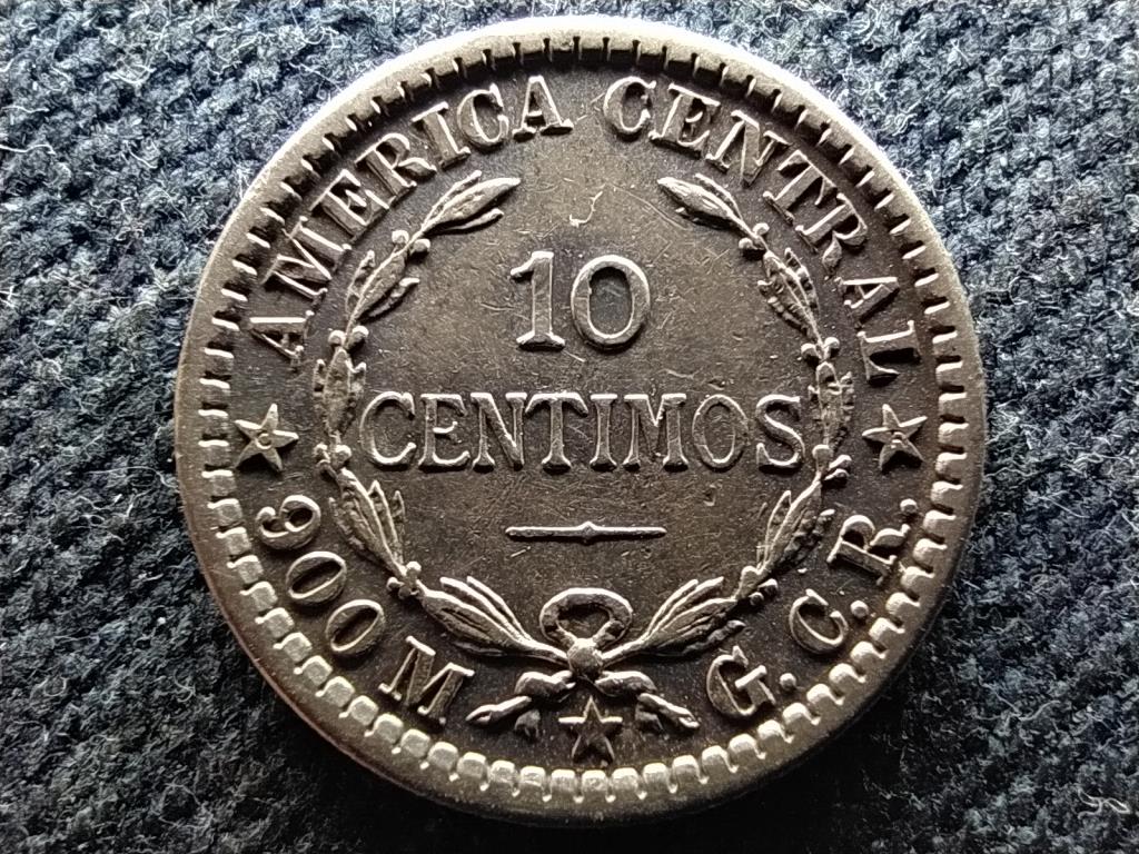 Costa Rica Első Costa Rica-i Köztársaság (1848-1948) .900 ezüst 10 Centimo