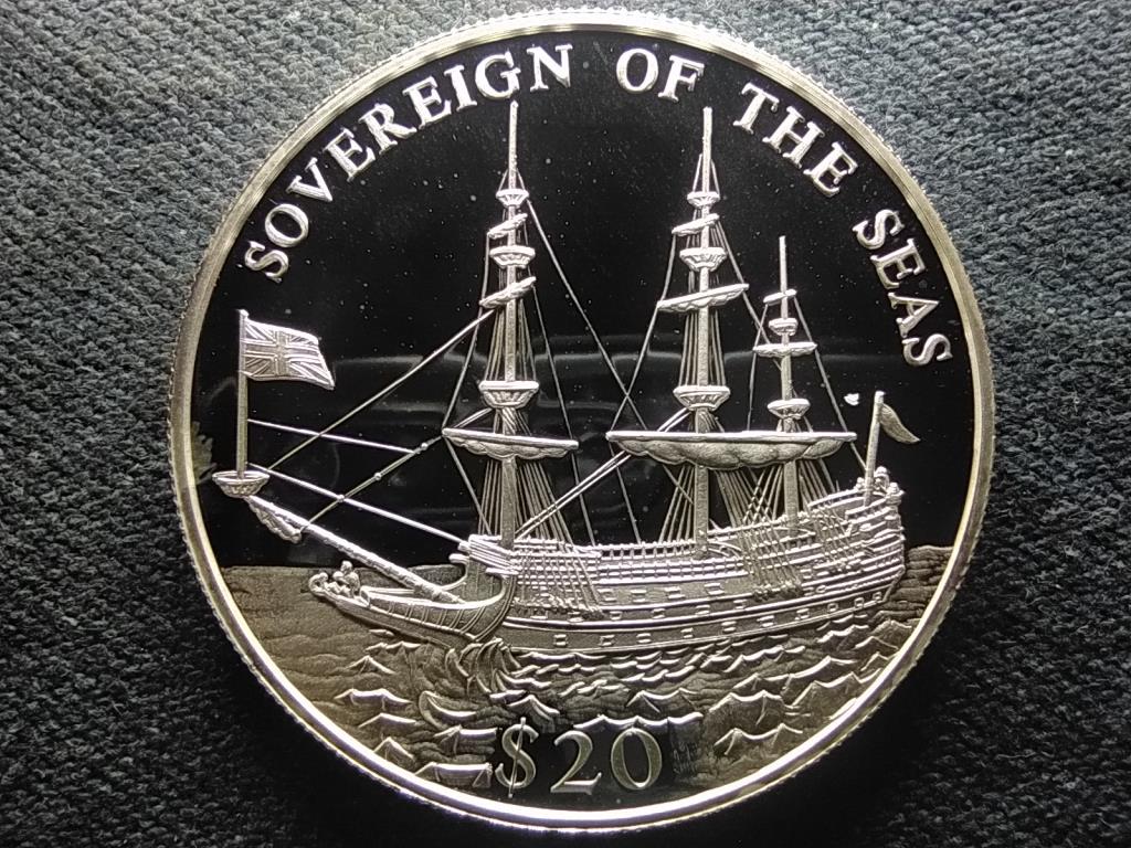 Libéria HMS A tengerek uralkodója .999 ezüst 20 Dollár