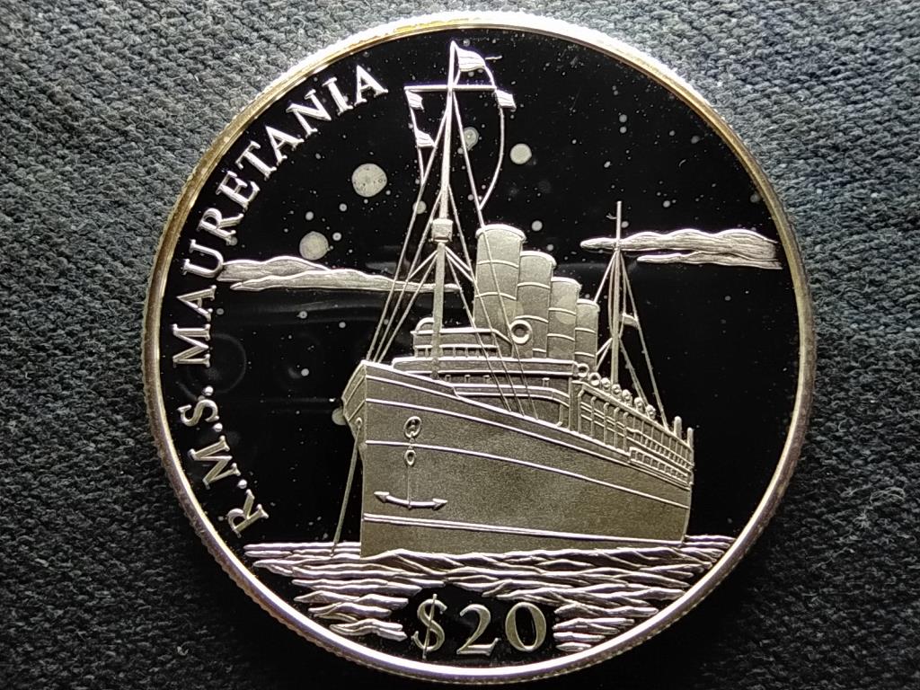 Libéria R.M.S. Mauretania .999 ezüst 20 Dollár