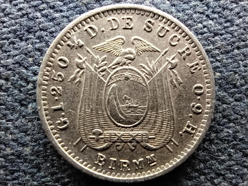 Ecuador Köztársaság (1830-0) .900 ezüst 1/2 Decimo