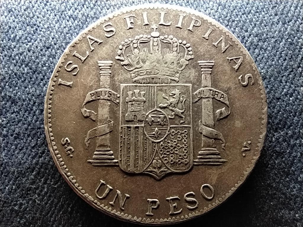 Fülöp-szigetek XIII. Alfonz (1886-1898) .900 ezüst 1 Pezó