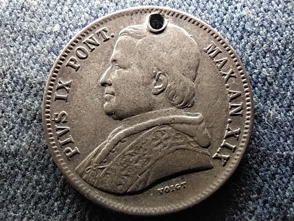 Vatikán IX. Piusz (1846-1878) .800 ezüst 20 baiocchi