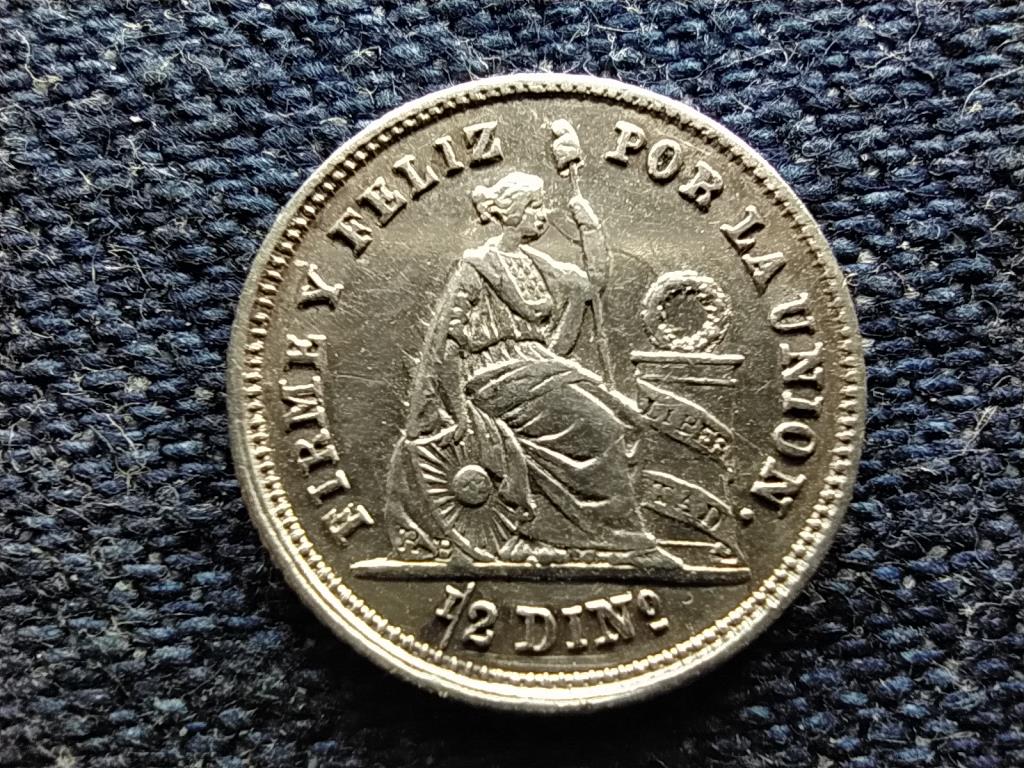 Peru Köztársaság (1822-) 1/2 Din .900 Ezüst 