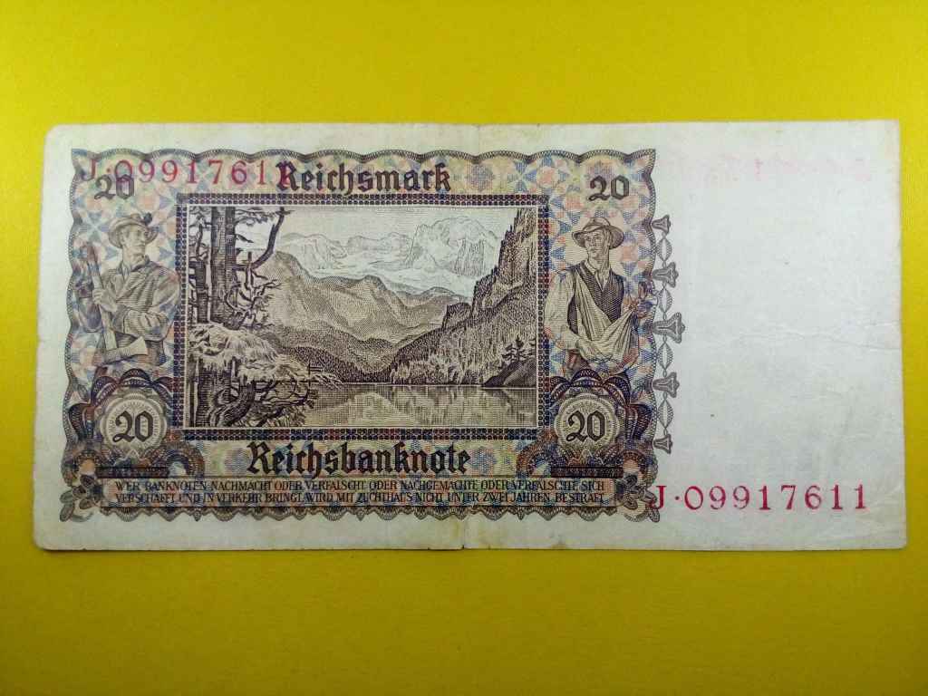 Németország Harmadik Birodalom (1933-1945) 20 birodalmi márka bankjegy