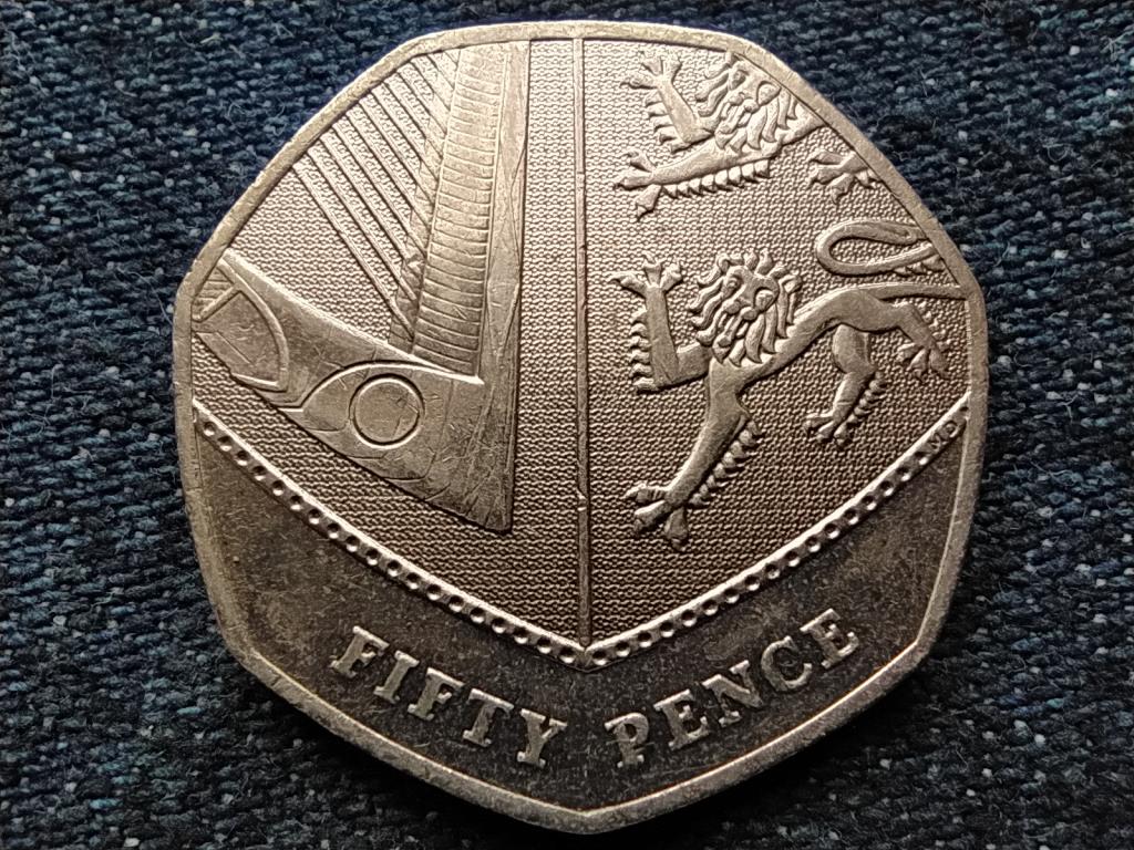 Anglia Koronás királyi pajzs 50 Penny 